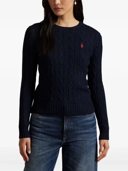 Haftowana koszulka polo Polo Ralph Lauren w paski ze sznurkiem niebieska