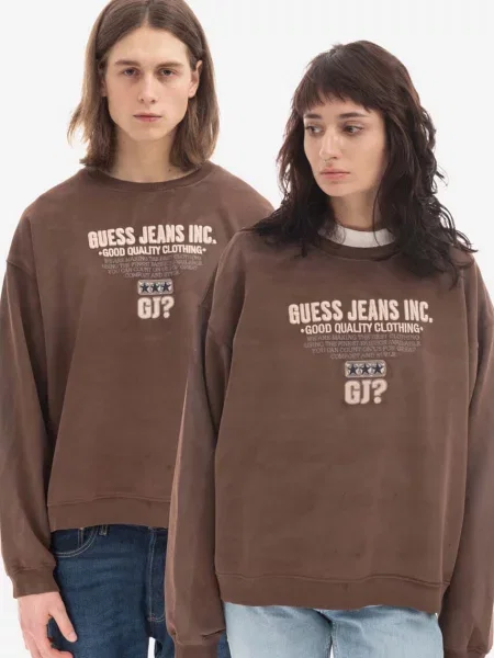 Guess U.S.A. mikina Guess Crewneck Sweatshirt hnědá