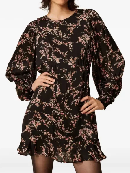 Rochie mini Twinset cu model floral cu imagine negru