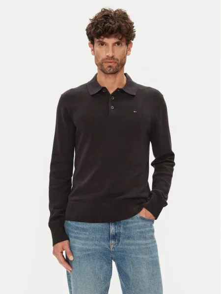 Tommy Jeans Pulover Essential negru