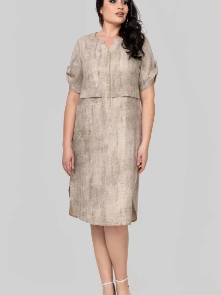 Лляна Сукня міді All Posa молочний