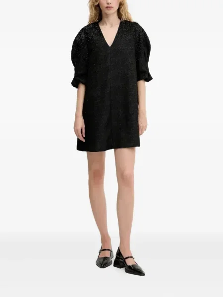 Mała sukienka mini Stine Goya z koralikami garniturowa czarna