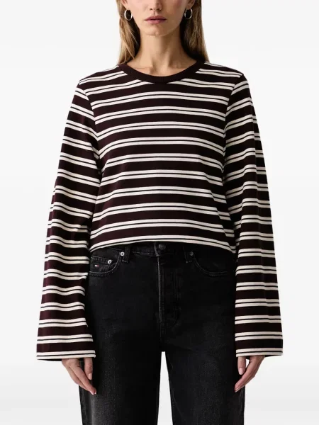 Lung tricou Barbour cu dungi maro