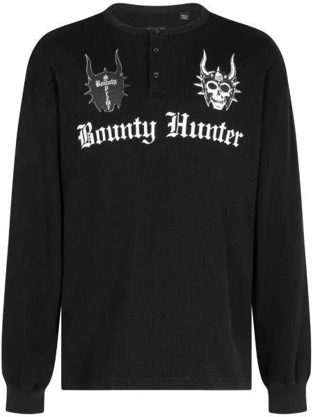 Tricou Supreme cu guler henley lung negru