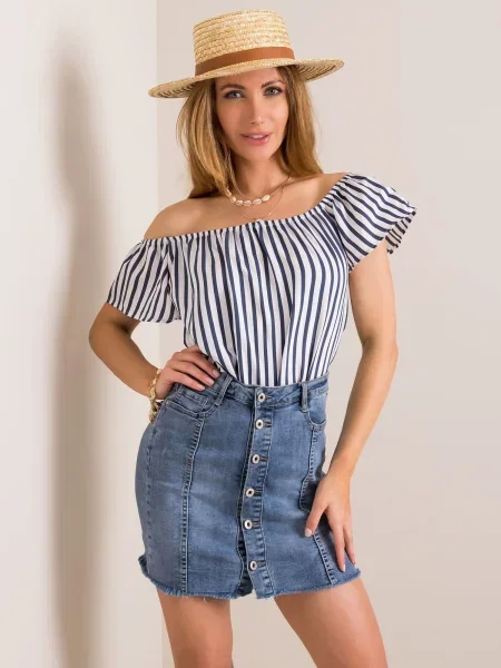 Fustă din denim Fashionhunters albastru