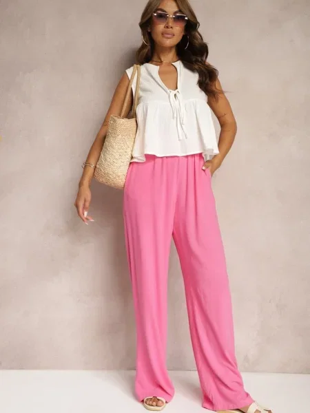 Pantaloni largi închis din cu in Delsira roz