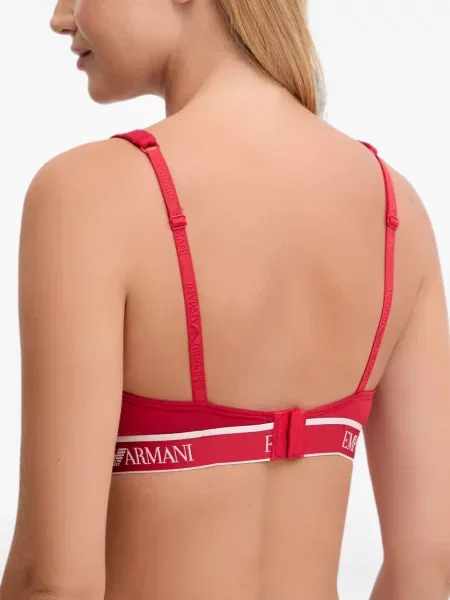Сутиен с триъгълни чашки Emporio Armani с автограф червено