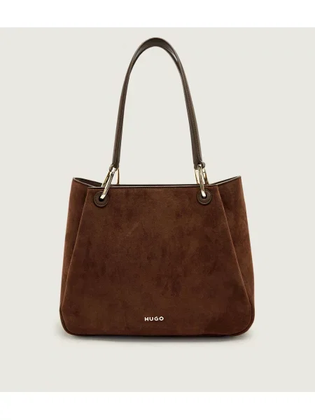 Geantă shopper Hugo din piele maro