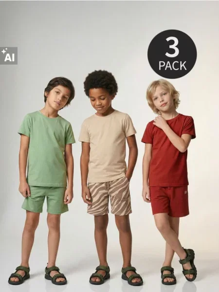 Sinsay Teplákové kraťasy s vysokým podílem bavlny 3 pack zelená