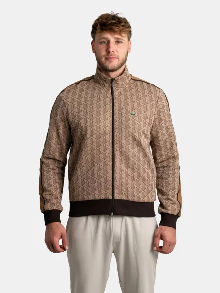 LACOSTE Tepláková bunda Paris tmavobéžová čierna hnedá