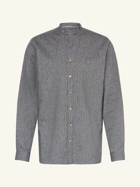 Johann & Johanna Krojová Košile Comfort Fit Z Flanelu Se Stojáčkem tmavě šedá šedá