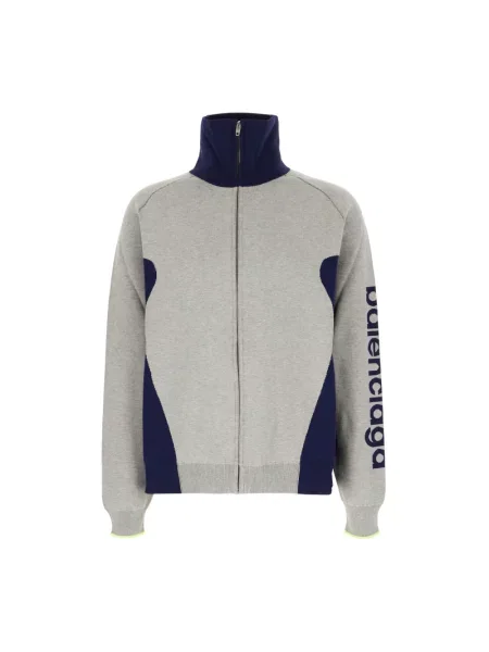 Lniany sweter z golfem Balenciaga szary
