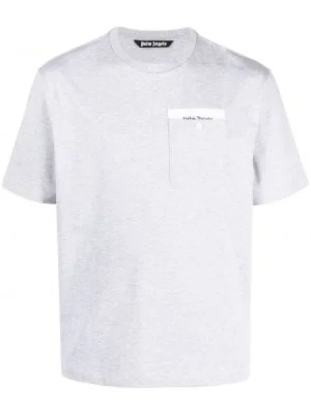 Tricou Palm Angels cu decolteu în U gri