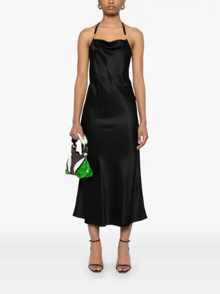 Rochie maxi Marine Serre din satin de costum negru