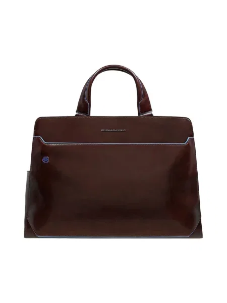 Torba na laptopa Piquadro skórzana brązowa