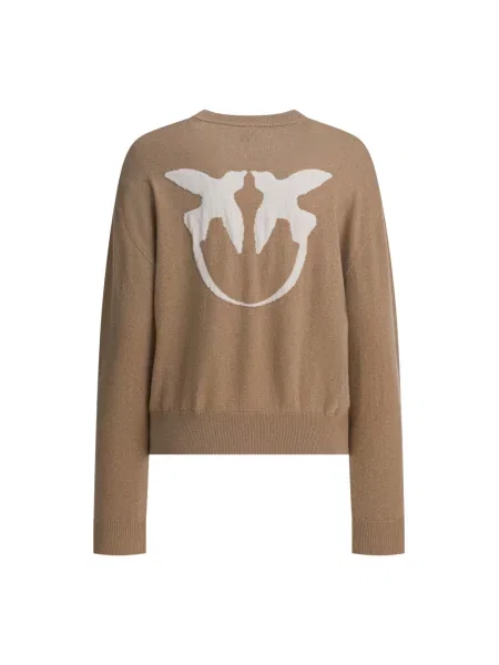 Sweter Pinko z kaszmiru z logo beżowy