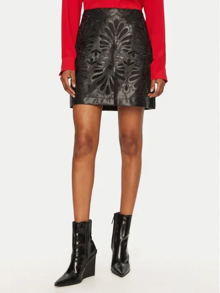 Vero Moda Fustă din imitație de piele Rocky negru