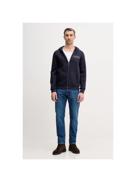 Guess bluza granatowy z kapturem z aplikacją niebieska