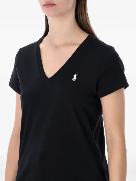 Дълго тениска Polo Ralph Lauren с V-образно деколте черно