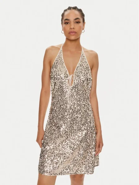 ROTATE Rochie cocktail Magnolia auriu