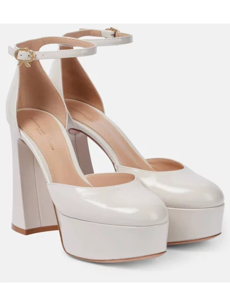 Pantofi cu toc Gianvito Rossi din piele cu platformă de lac alb