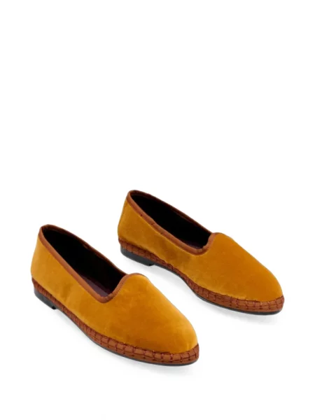 Pantofi loafer Flabelus de catifea galben