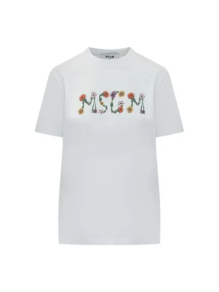 Koszulka Msgm w kwiatki z logo biała