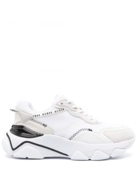 Sneakerși Guess cu șireturi din dantelă alb