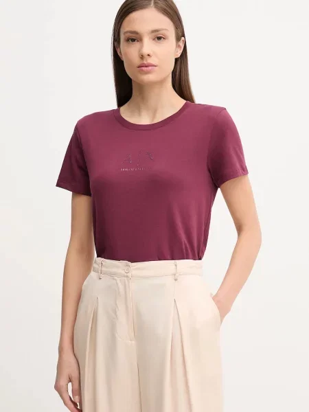 Armani Exchange t-shirt bordowy czerwona