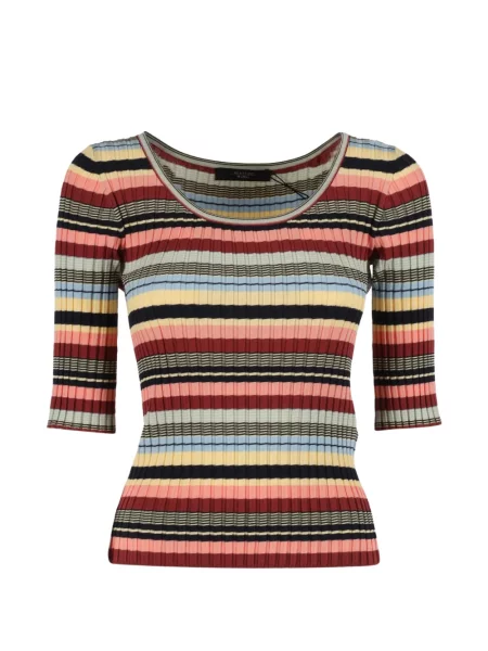 Podróż top Weekend Max Mara w paski o krotszym kroju czerwony