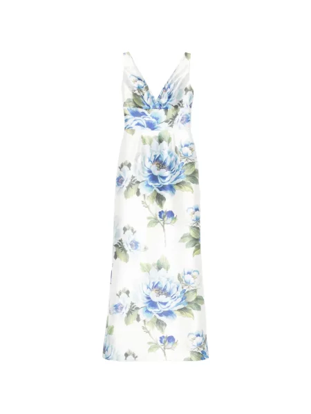 Rochie maxi Silk Love & Lace cu funde de mătase cu model floral alb