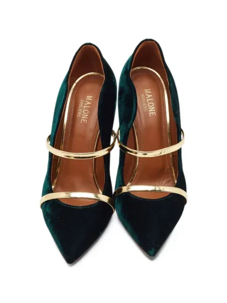 Pantofi cu toc Malone Souliers de catifea verde