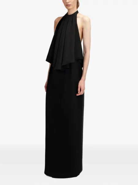 Rochie maxi The Arkow drapată cu gât halter negru