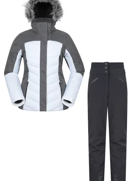 Zestaw narciarski ocieplana kurtka narciarska i spodnie narciarskie White biała