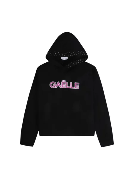 Bluza z kapturem Gaëlle Paris z kapturem z ćwiekami czarna