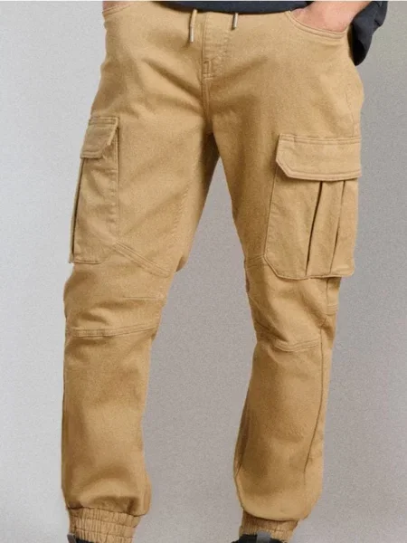 Sinsay Jeansy regular jogger cargo żółty