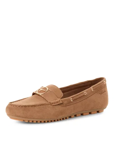 Loafersy Tamaris skórzane beżowe