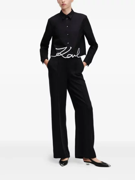 Cămașă Karl Lagerfeld cu broderie negru