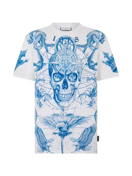 Tricou Philipp Plein cu decolteu rotund alb
