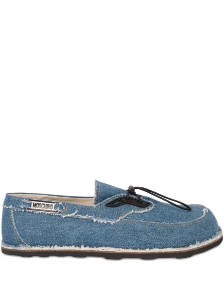 Pantofi loafer Moschino cu autograf albastru