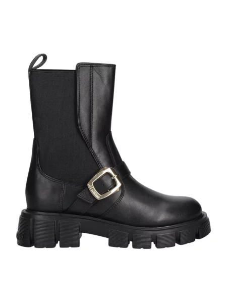 Love Moschino sztyblety skórzane na platformie czarny