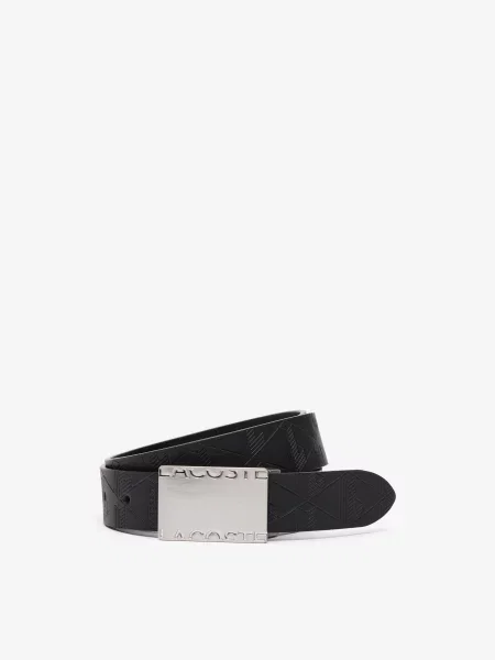 Кожаный ремень Lacoste с ремешками черный