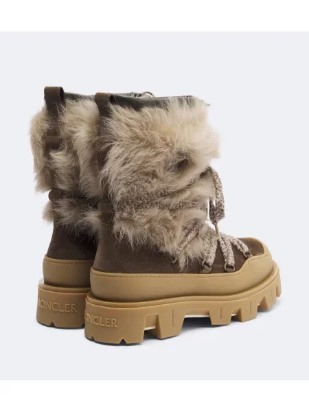 Botine Moncler din piele de oaie verde