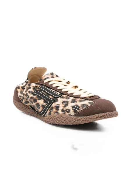 Sneakerși Puraai cu șireturi cu imagine cu model leopard maro