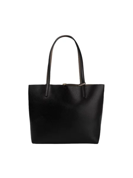 Torba shopper z materiału skóropodobnego Lauren Ralph Lauren czarna