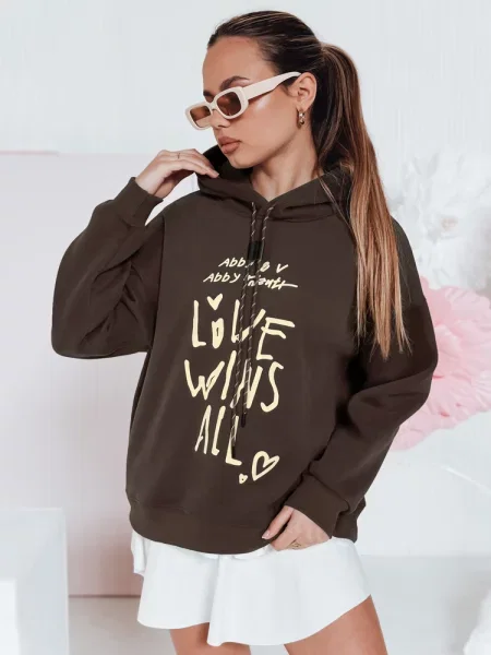 Bluza oversize z kapturem LOVEWILL Dstreet brązowa