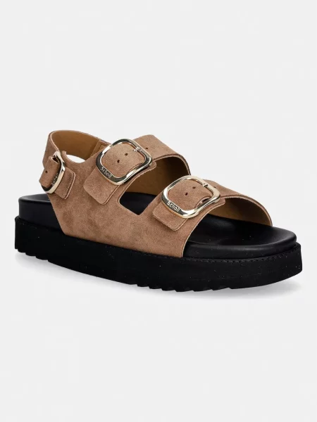Scholl sandale din piele întoarsă BLAKE maro