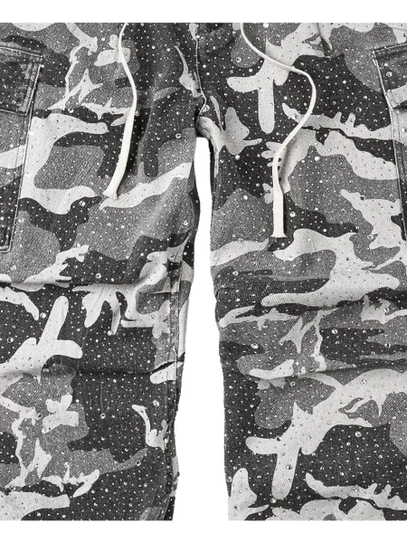 Pantaloni Vale cu imagine cu model camuflaj gri