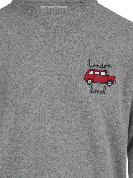 Pulover Mc2 Saint Barth cu broderie cu decolteu rotund gri