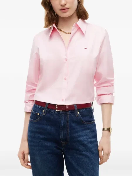 Cămașă Tommy Hilfiger cu broderie roz